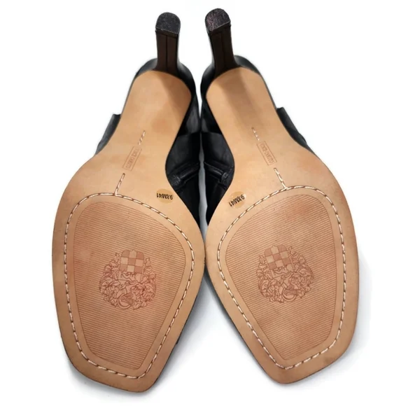 Vince Camuto Jenett Black Leather Rouched Open-Toe Sling-Back High-Heel Sandals - Picture 11 of 11